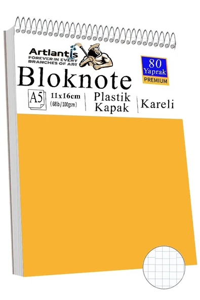 Telli Masaüstü Not Defteri Kareli A5 Orta Boy 1 Adet Masa Üstü Plastik Kapaklı Spiralli Bloknot Blocknote 80 Yaprak Büro - 10