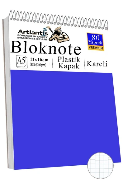 Telli Masaüstü Not Defteri Kareli A5 Orta Boy 1 Adet Masa Üstü Plastik Kapaklı Spiralli Bloknot Blocknote 80 Yaprak Büro - 6