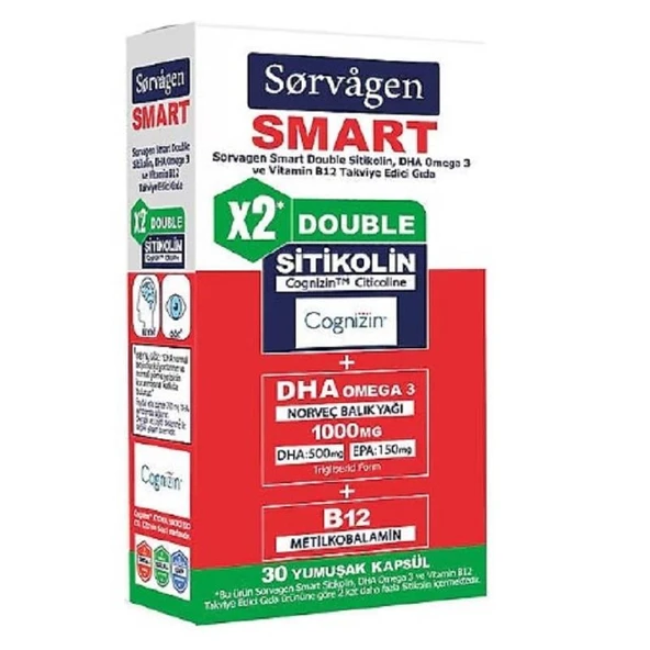 Sorvagen Smart Double Sitikolin Dha Omega 3 ve B12 30 Kapsül ürün görseli