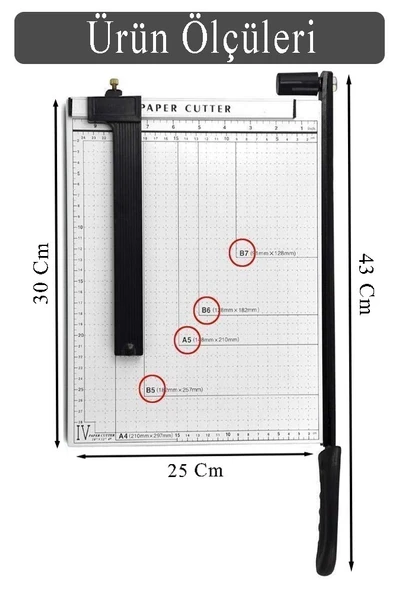 Giyotin Kağıt Kesme Makinesi A4 Metal Kollu Tablalı A5-A4 Ayarlanabilir Sürgülü Paslanmaz Kaliteli - 2