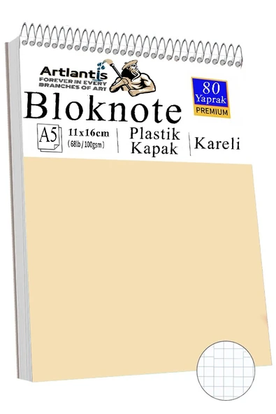 Telli Masaüstü Not Defteri Kareli A5 Orta Boy 1 Adet Masa Üstü Plastik Kapaklı Spiralli Bloknot Blocknote 80 Yaprak Büro - 4