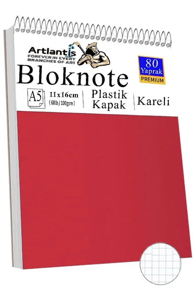 Telli Masaüstü Not Defteri Kareli A5 Orta Boy 1 Adet Masa Üstü Plastik Kapaklı Spiralli Bloknot Blocknote 80 Yaprak Büro - 3