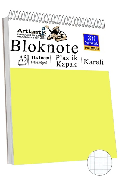 Telli Masaüstü Not Defteri Kareli A5 Orta Boy 1 Adet Masa Üstü Plastik Kapaklı Spiralli Bloknot Blocknote 80 Yaprak Büro - 8