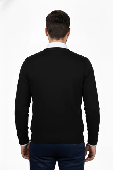 Erkek V Yaka Triko Kazak Çelik Örgü Klasik Kalıp 4241D BGL-ST04849 - Resim 11