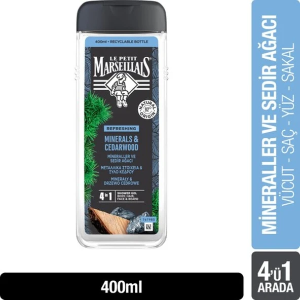 Le Petit Marseillais Duş Jeli For Men Mineral ve Sedir Ağacı 400 ml ürün görseli