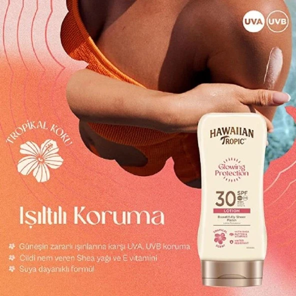 Hawaiian Tropic Glowing Protection Güneş Losyonu SPF30 180 ml - Resim 3