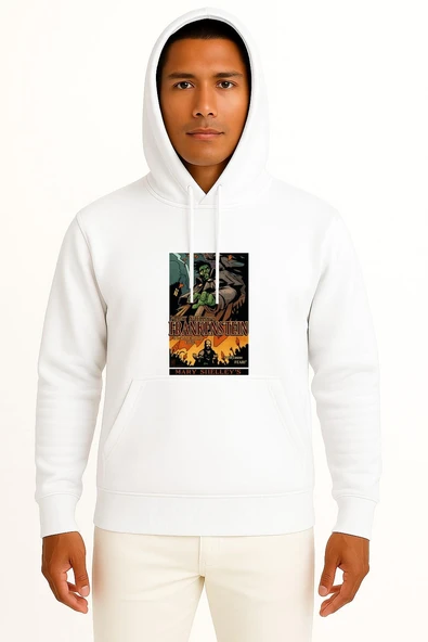 Kapüşonlu Frankenstein Mary Shelley S Göğüs Tasarımlı Unisex Sweatshirt - Resim 7