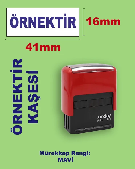 Örnektir Kaşesi, 911 (41mmx16mm) Mavi Keçeli Otomatik Kaşe ürün görseli