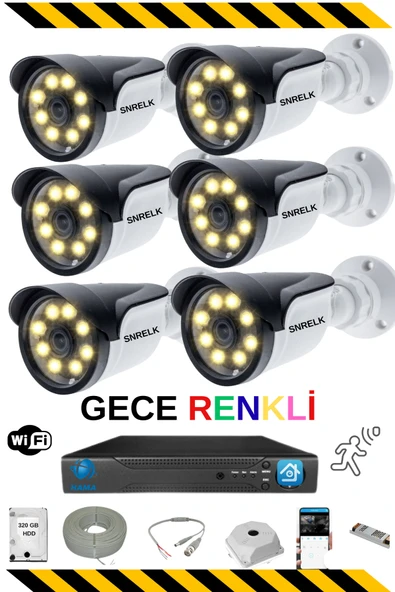 SNRELK  HAMA 6 Kameralı Gece Renkli Dış Mekan 320 Gb Güvenlik Kamerası Sistemi ürün görseli