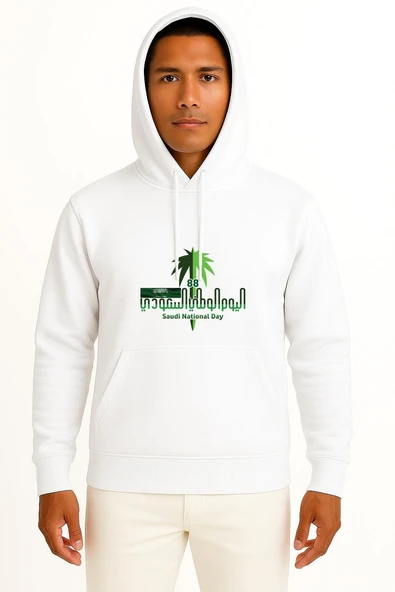 Kapüşonlu Saudi National Day Göğüs Tasarımlı Unisex Sweatshirt - Resim 7