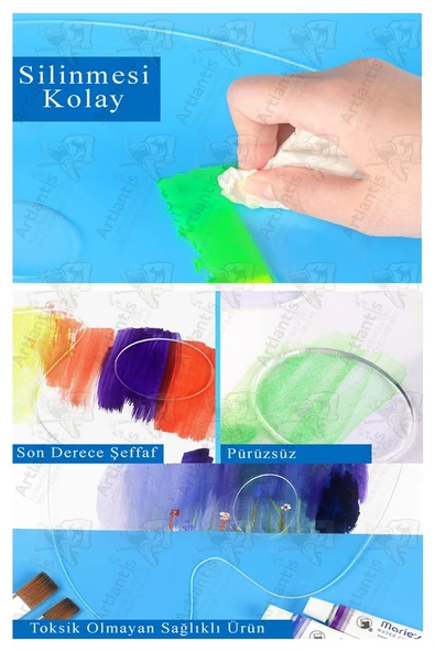 Pleksi Akrilik Resim Paleti 30x40 3mm 1 Adet Oval Palet Plastik Şeffaf Resim Boya Paleti Orta Boy Boyama Tepsisi - 2