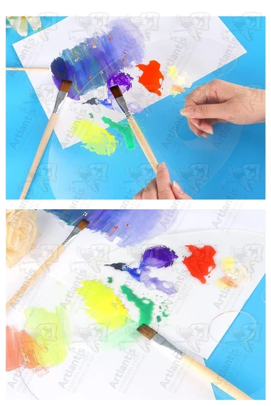 Pleksi Akrilik Resim Paleti 30x40 3mm 1 Adet Oval Palet Plastik Şeffaf Resim Boya Paleti Orta Boy Boyama Tepsisi - 3