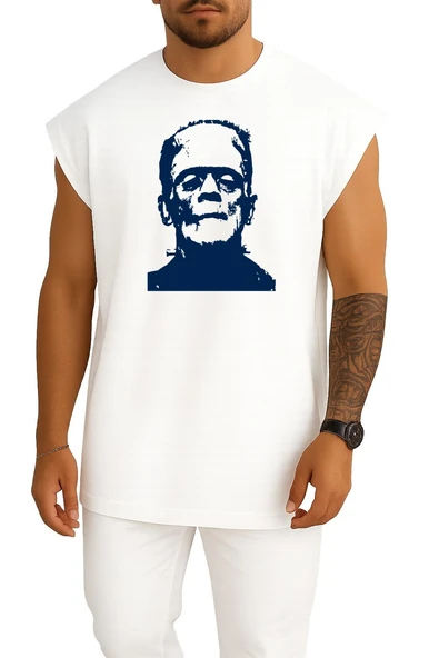 Oversize Frankenstein's Monster Göğüs Tasarımlı Atlet - Resim 5