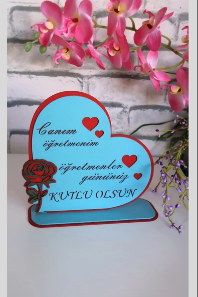 Öğretmenler Gününe Masaüstü Tablo Hediye "Canım Öğretmenim" Ahşap Dekoru ürün görseli