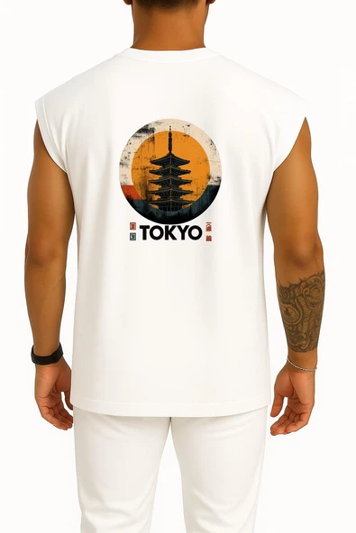 Oversize Tokyo - Japonya Cep ve Sırt Tasarımlı Atlet - Resim 8