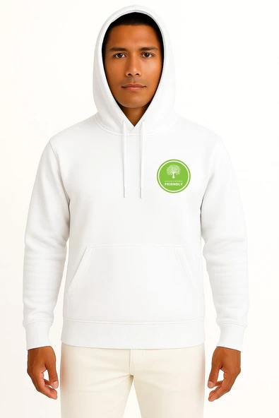 Kapüşonlu Environmentally Friendly Natural Environment Cep ve Sırt Tasarımlı Unisex Sweatshirt - Resim 4