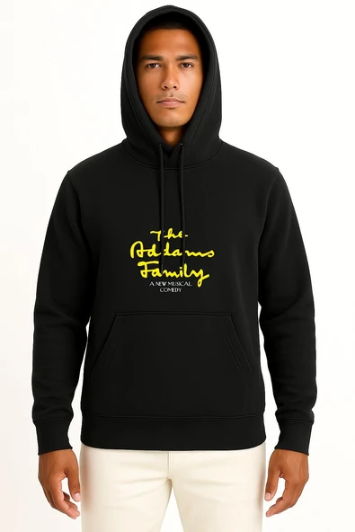 Kapüşonlu The Addams Family Musical Theatre Göğüs Tasarımlı Unisex Sweatshirt - Resim 9