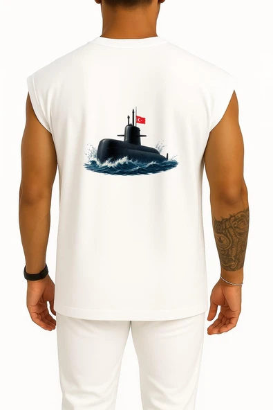 Oversize Tcg Hızırreis Denizaltı Cep ve Sırt Tasarımlı Atlet - Resim 2