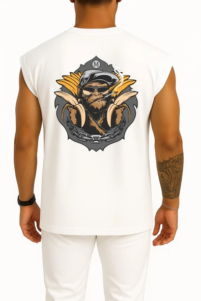 Oversize Ape Chimpanzee Gorilla Bornean Orangutan Cep ve Sırt Tasarımlı Atlet - Resim 11