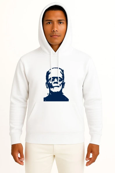 Kapüşonlu Frankenstein's Monster Göğüs Tasarımlı Unisex Sweatshirt ürün görseli