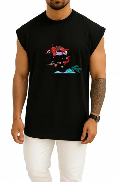 Oversize Mount Fuji Cherry Blossom Japonya Göğüs Tasarımlı Atlet - Resim 11