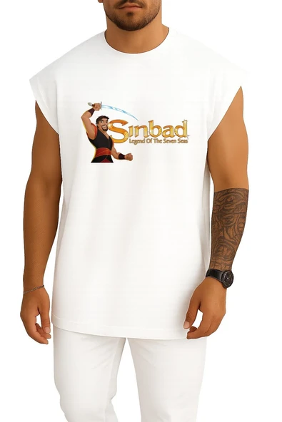 Oversize Denizci Sinbad Seven Seas Göğüs Tasarımlı Atlet - Resim 5