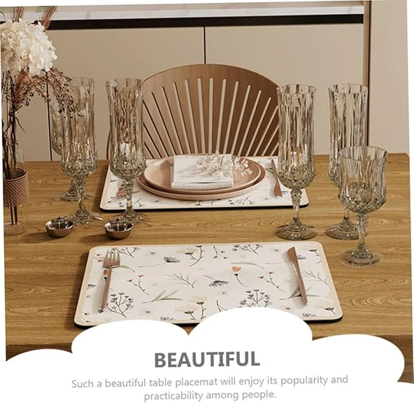 Çiçekli Kaymaz Servis Matı - Resim 3