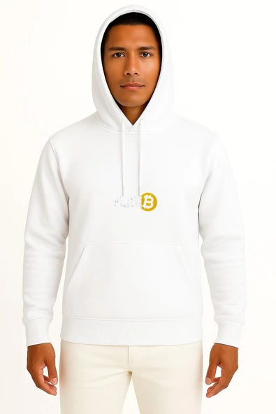 Kapüşonlu Bitcoin Plan B Cripto Göğüs Tasarımlı Unisex Sweatshirt - Resim 3