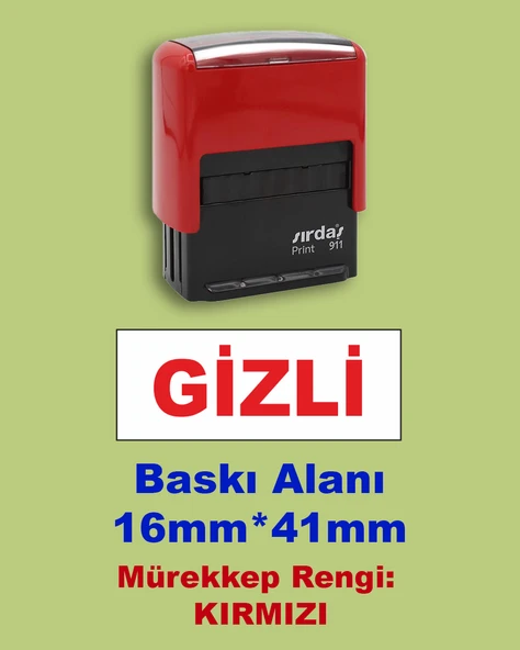 Gizli Kaşesi, 911 (41mmx16mm) Kırmızı Keçeli Otomatik Kaşe ürün görseli