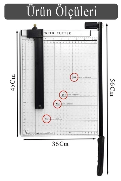 Giyotin Kağıt Kesme Makinesi A3 Metal Kollu Tablalı A5-A4-A3 Ayarlanabilir Sürgülü Paslanmaz Kaliteli - 2