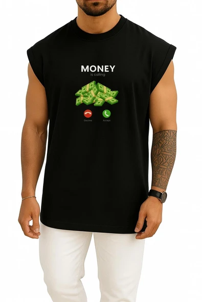 Oversize Money İs Calling - Para Arıyor Göğüs Tasarımlı Atlet - Resim 9