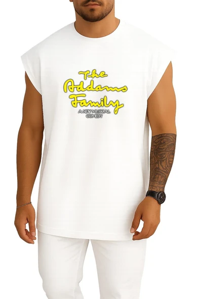 Oversize The Addams Family Musical Theatre Göğüs Tasarımlı Atlet - Resim 5