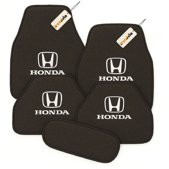 Antrasit Renk Honda Logolu Araç Halı Paspası 5 Parça Set  Şık, Pratik ve Kaymaz Tabanlı Oto Zemin Koruma