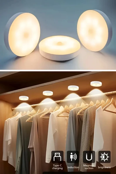 NACTUMU Hareket Sensörlü USB Şarj Edilebilir LED Gece Lambası