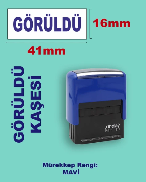 Görüldü Kaşesi, 911 (41mmx16mm) Mavi Keçeli Otomatik Kaşe ürün görseli