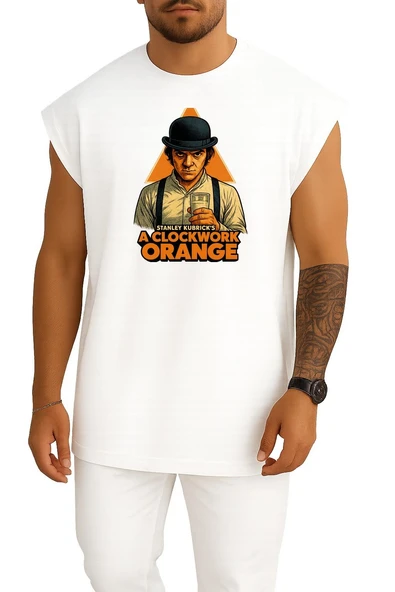 Oversize A Clockwork Orange Göğüs Tasarımlı Atlet - Resim 3