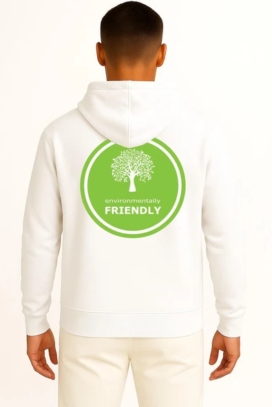 Kapüşonlu Environmentally Friendly Natural Environment Cep ve Sırt Tasarımlı Unisex Sweatshirt - Resim 5
