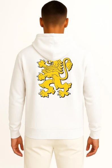 Kapüşonlu Coat Of Arms Of Bulgaria Lion Cep ve Sırt Tasarımlı Unisex Sweatshirt - Resim 8