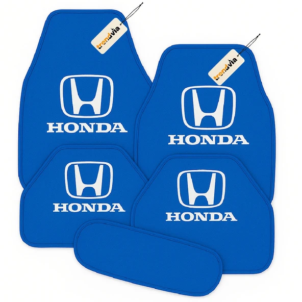 Mavi Renk Honda Logolu Araç Halı Paspası 5 Parça Set  Şık, Pratik ve Kaymaz Tabanlı Oto Zemin Koruma