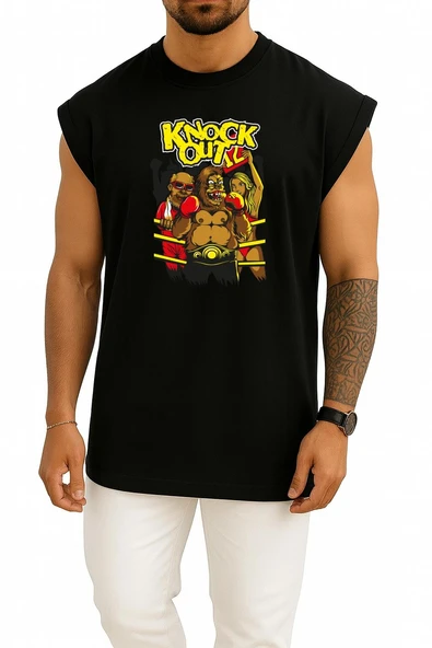 Oversize Boksör Goril - Orangutan Göğüs Tasarımlı Atlet - Resim 11