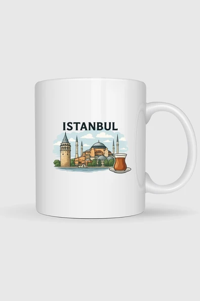 İstanbul - Ayasofya Camii Ve Çay Tasarımlı Kupa Bardak ürün görseli