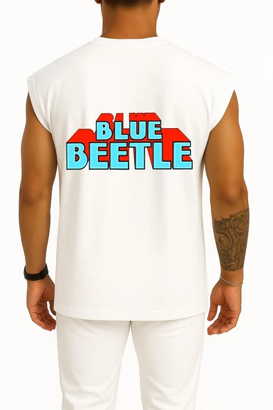Oversize Blue Beetle Cep ve Sırt Tasarımlı Atlet - Resim 2