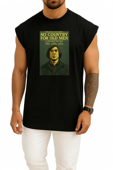 Oversize No Country For Old Men Göğüs Tasarımlı Atlet - Resim 11