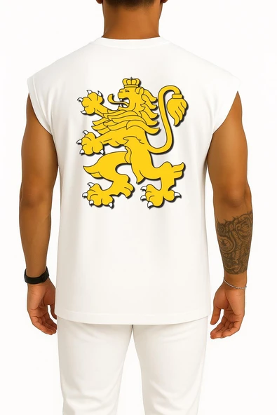 Oversize Coat Of Arms Of Bulgaria Lion Cep ve Sırt Tasarımlı Atlet - Resim 8