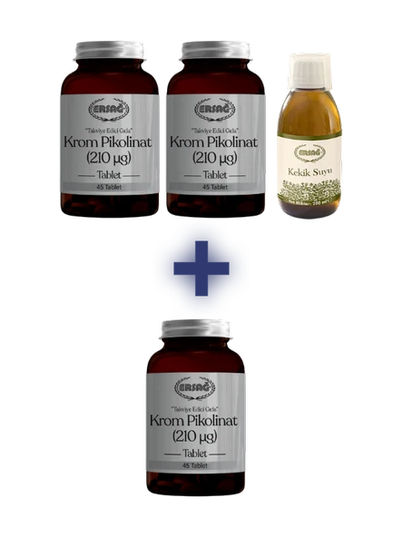 ERSAĞ 2 ADET KROM PİKOLİNAT TABLET 1 ADET KEKİK SUYU 200 ML ALANA 1 ADET KROM PİKOLİNAT TABLET HEDİYE ürün görseli