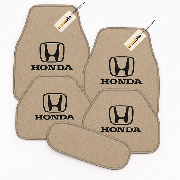 Bej Renk Honda Logolu Araç Halı Paspası 5 Parça Set  Şık, Pratik ve Kaymaz Tabanlı Oto Zemin Koruma