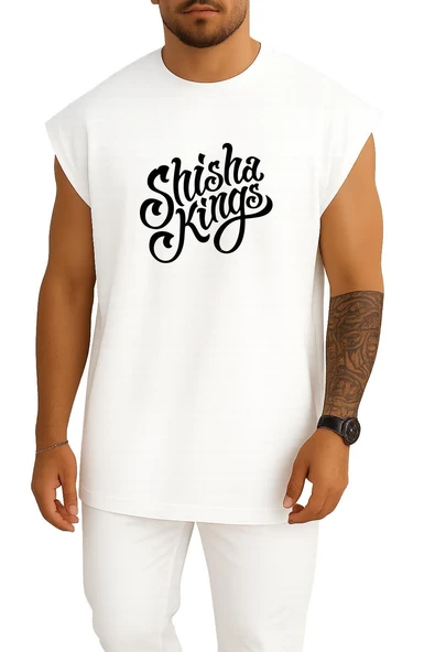 Oversize Shisha Kings Göğüs Tasarımlı Atlet - Resim 5