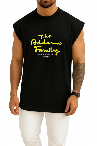 Oversize The Addams Family Musical Theatre Göğüs Tasarımlı Atlet - Resim 9