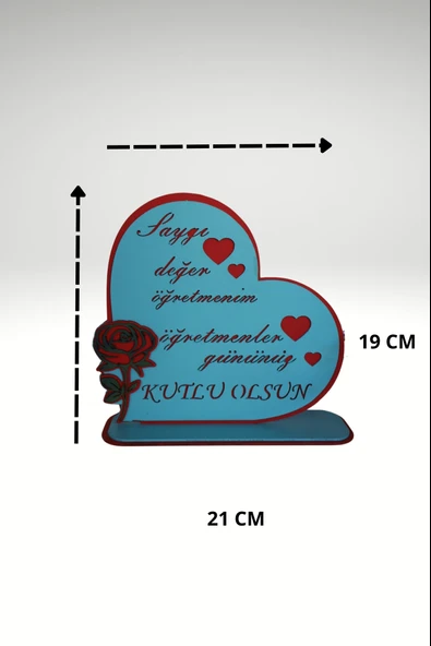Öğretmenler Gününe Özel Masaüstü Tablo Ahşap "Saygı Değer" Gül Detaylı Dekor - Resim 5