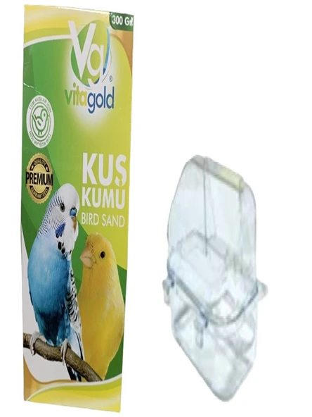 Kuş Kumu 300 gr (Tüm Kuşlar İçin ) Ve Şeffaf Lüks Kuş Yemlik ürün görseli